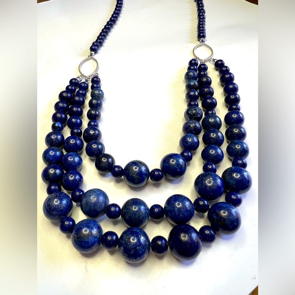 Jay king Sterling Silver 925 Lapis Lazuli Bead Necklace - Picture 1 of 4